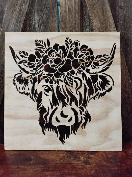 Flower Crowned Highland Cow