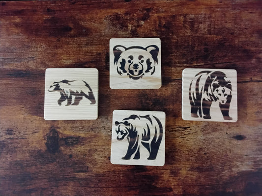 Set of 4 bear coasters